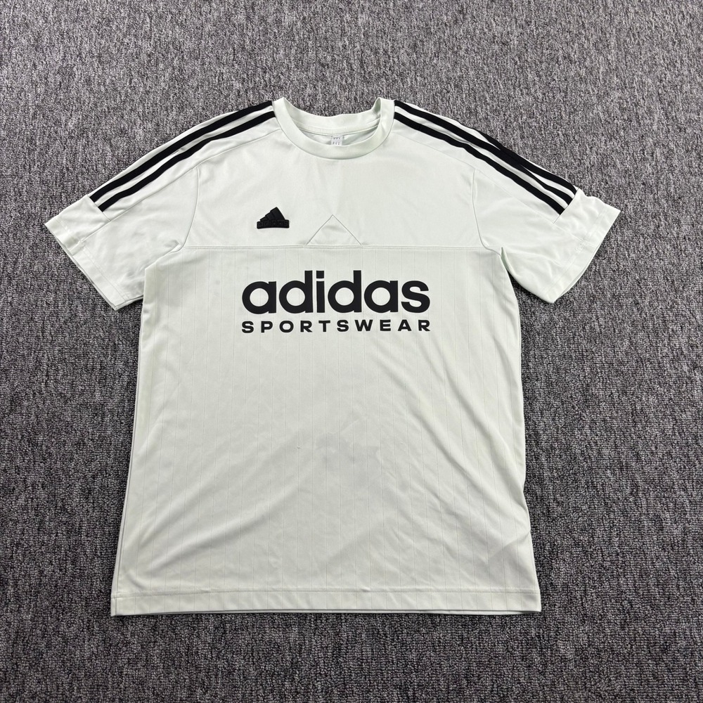 Adidas Soccer Jersey Pinstripe T-Shirt Mint Green Athletic Streetwear Men Medium